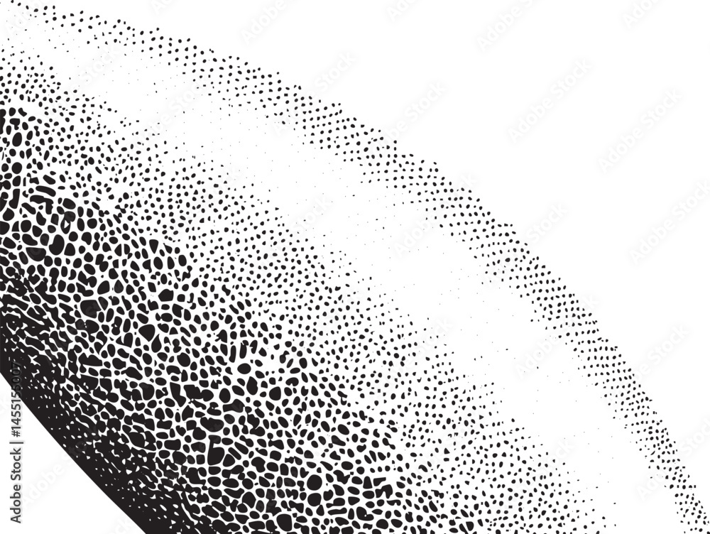 Poster a dense textured sphere is rendered with a multitude of small dots creating an abstract .