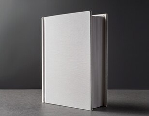 close up of standing hardcover book with textured blank cover and spine textured hardcover book mockup