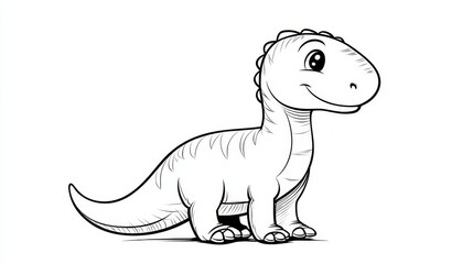 Fototapeta premium Smiling cartoon dinosaur sketch with rounded features and friendly expression