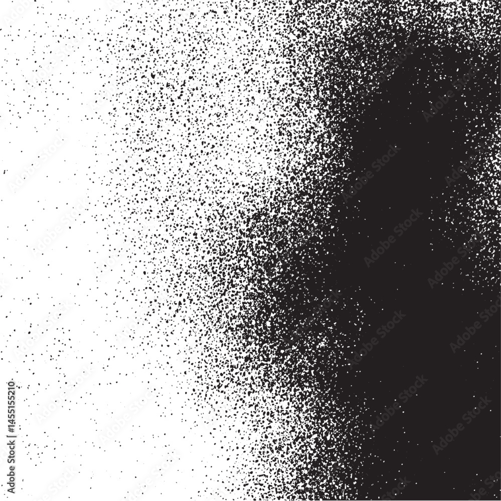Poster a dense scattering of black and white particles creates a dynamic textured gradient.