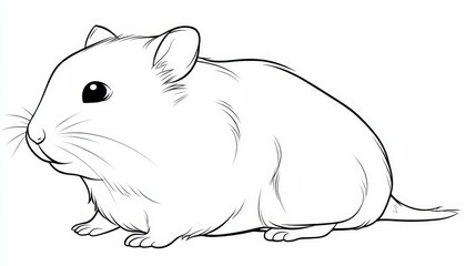 Fototapeta premium Cute hamster sketch: adorable pet outline drawing