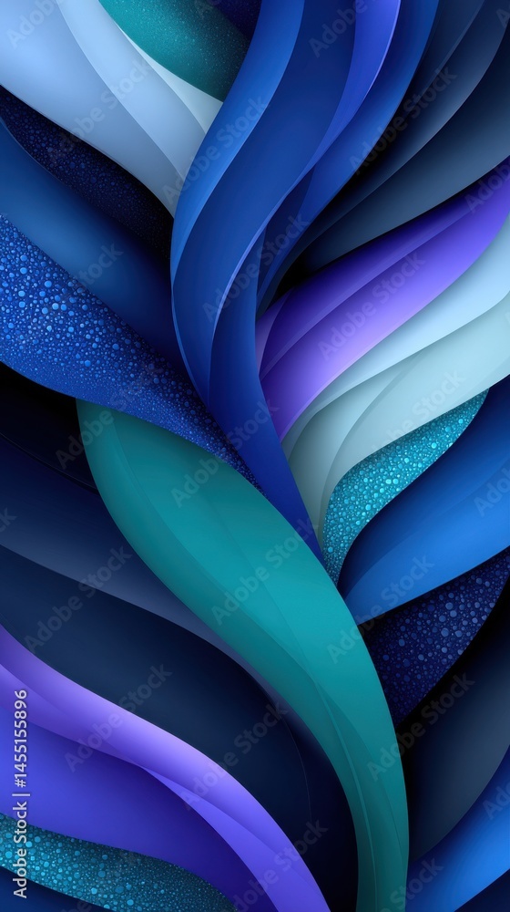 Poster abstract blue wave layers with water droplet texture, fluid background with teal highlights and grad