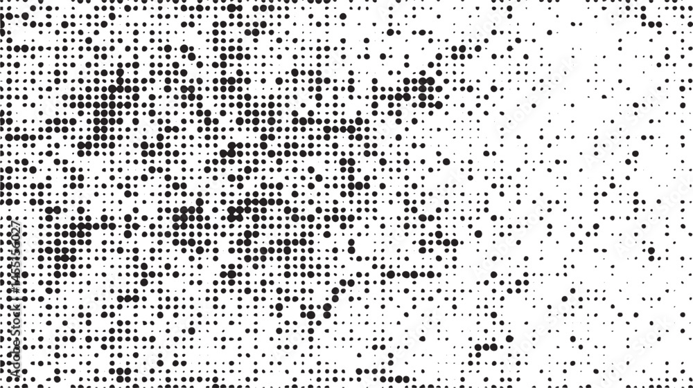 Poster dense array of small black dots spreads across a white background.