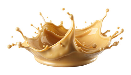 Creamy Caramel Liquid Splash Crown Stunning Beige Brown Swirl Delicious Beverage Drink Photo