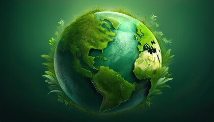 green planet earth with grass ecology