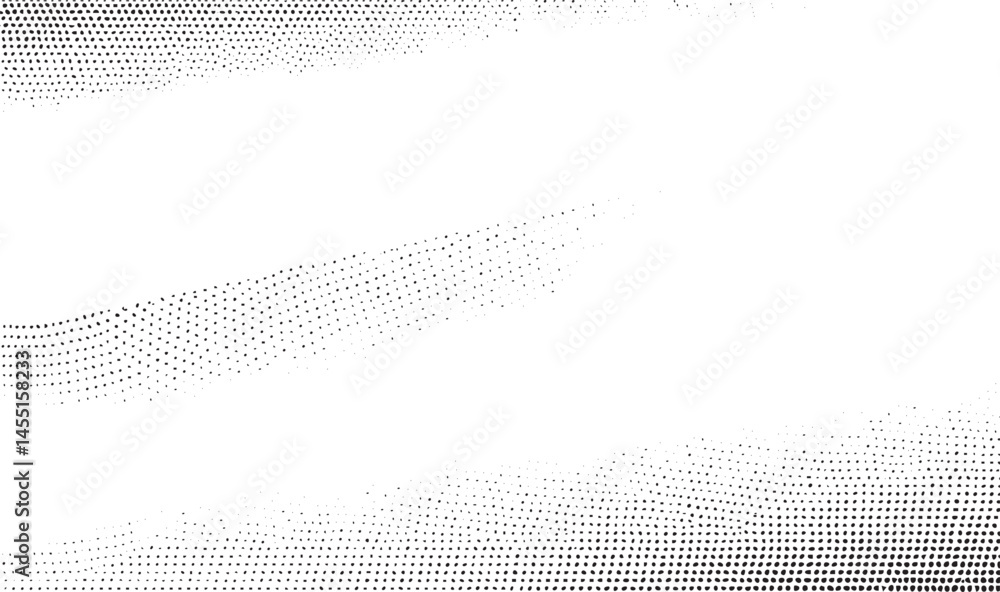 Poster a dynamic white wave of scattered dots flows across a dark background.