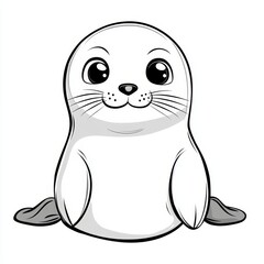 Cute cartoon seal illustration with big eyes and whiskers