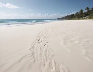 Fine white sand slopes to a tranquil, azure ocean; small waves caress the shore , peaceful, summer, gentle