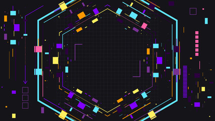 Futuristic Cyberpunk Tech Background. Neon Color Digital Technology Banner