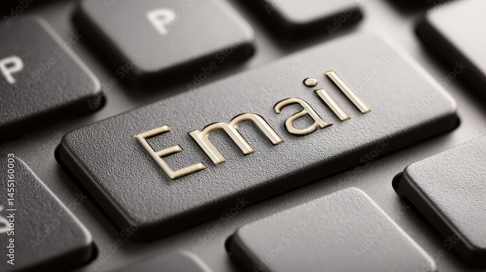 Poster close-up of keyboard with email key highlighted in focus