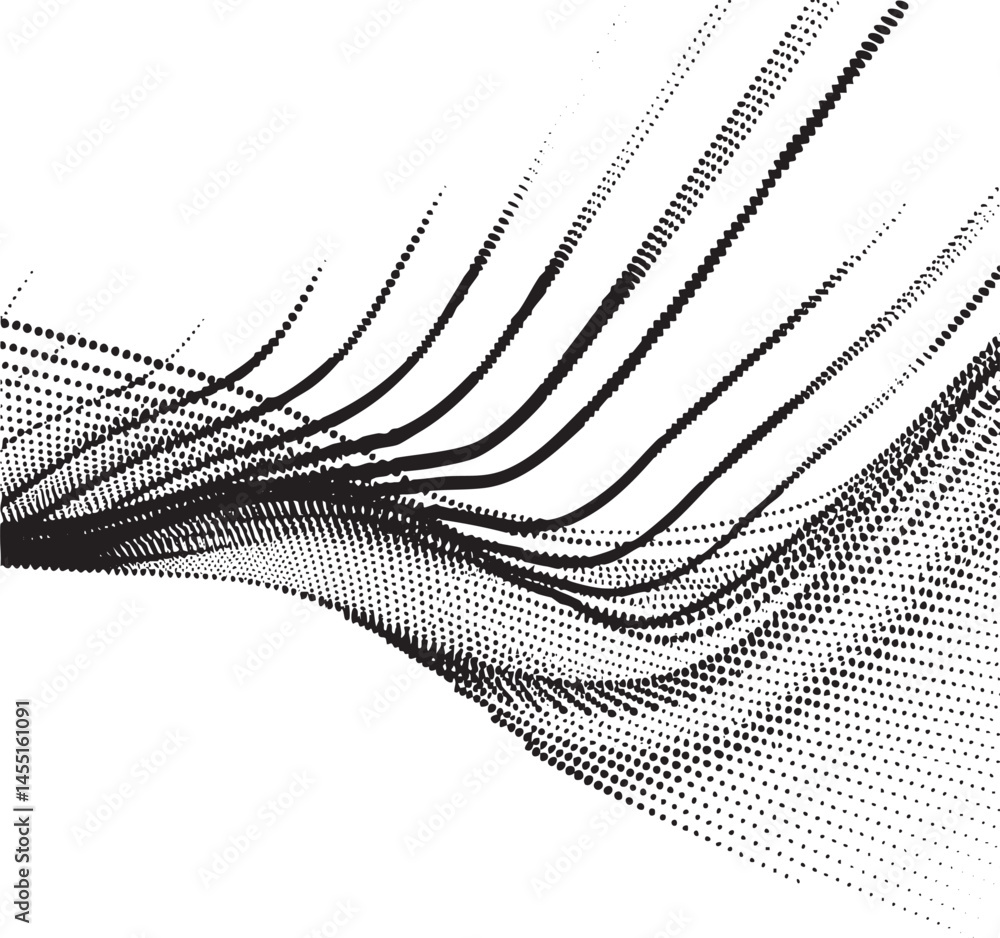 Aufkleber black curving lines create a dynamic wave-like form against a white background.