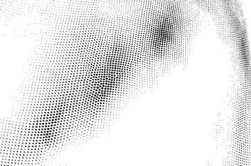 A close-up reveals a textured dynamic of densely packed white dots against a stark black background.