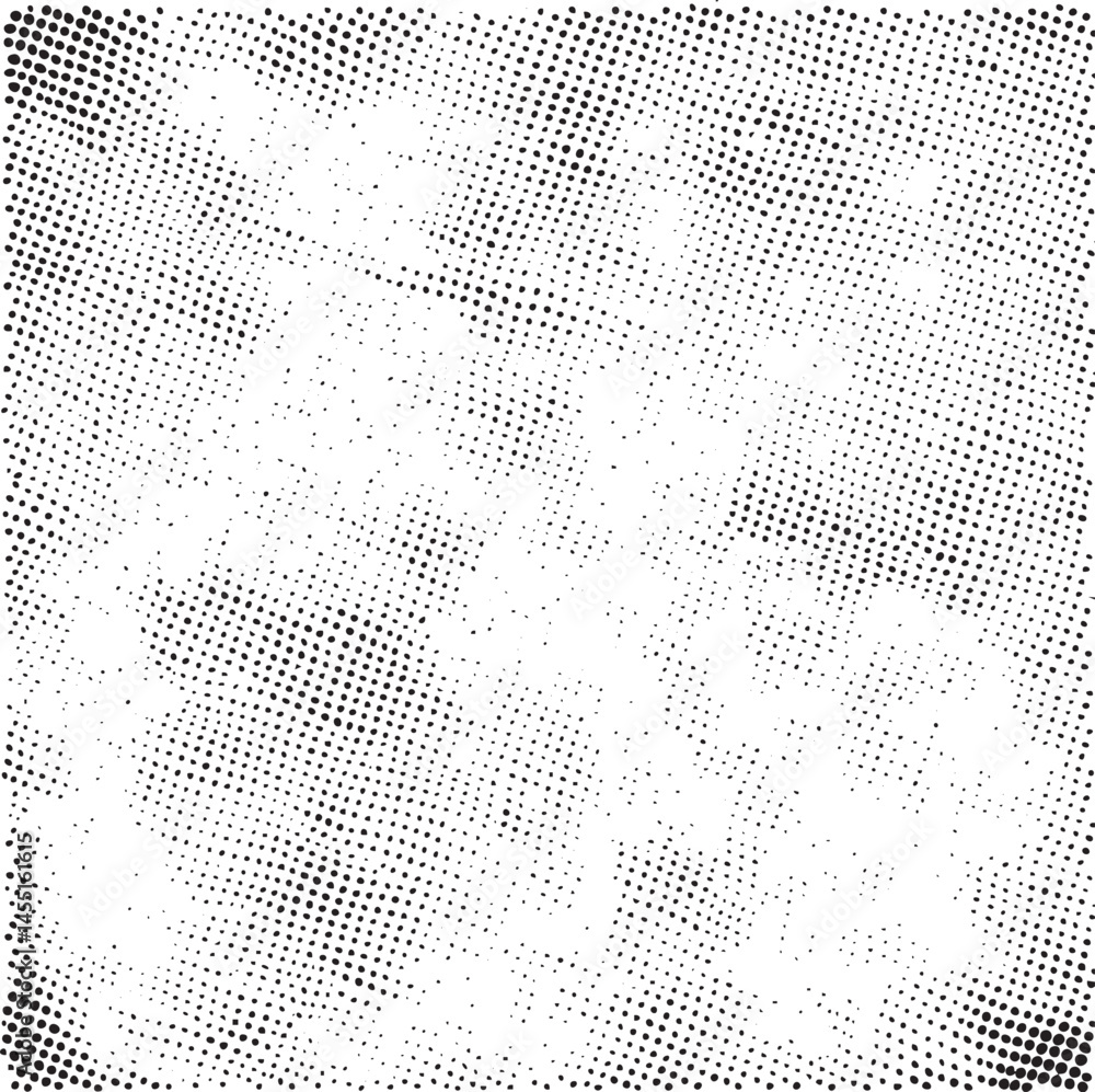 Poster a dense textured of small black dots on a white background creates an abstract visual.