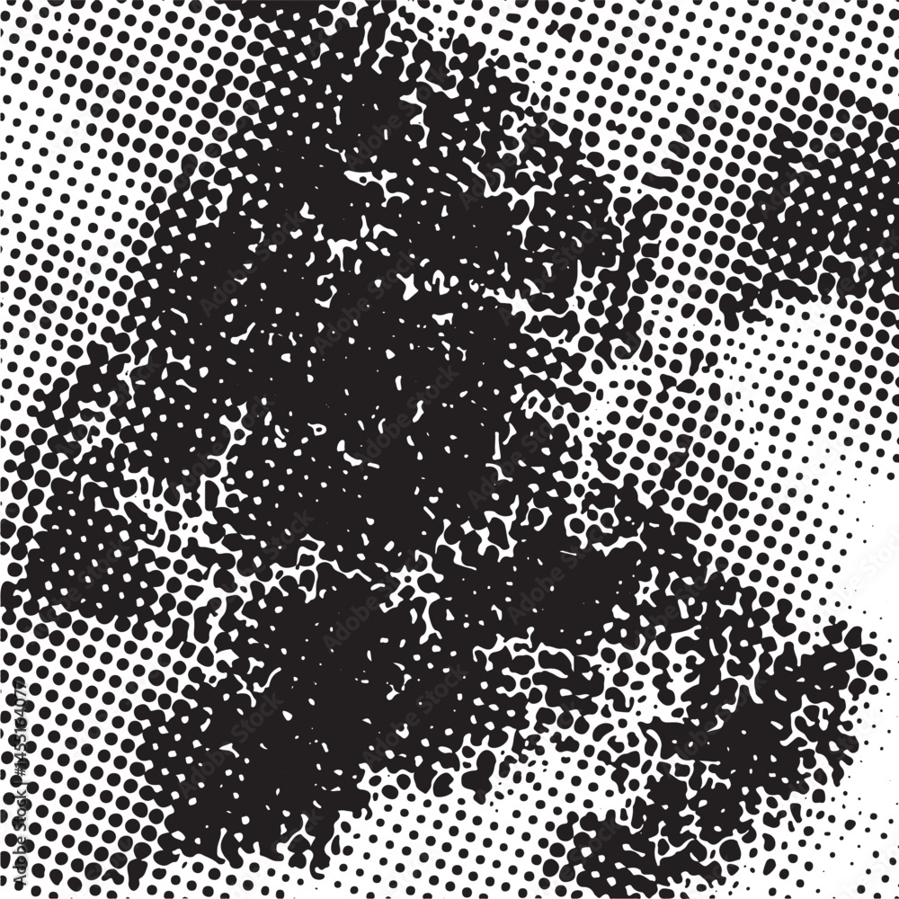 Poster a dynamic textured black and white abstract shape dominates the .