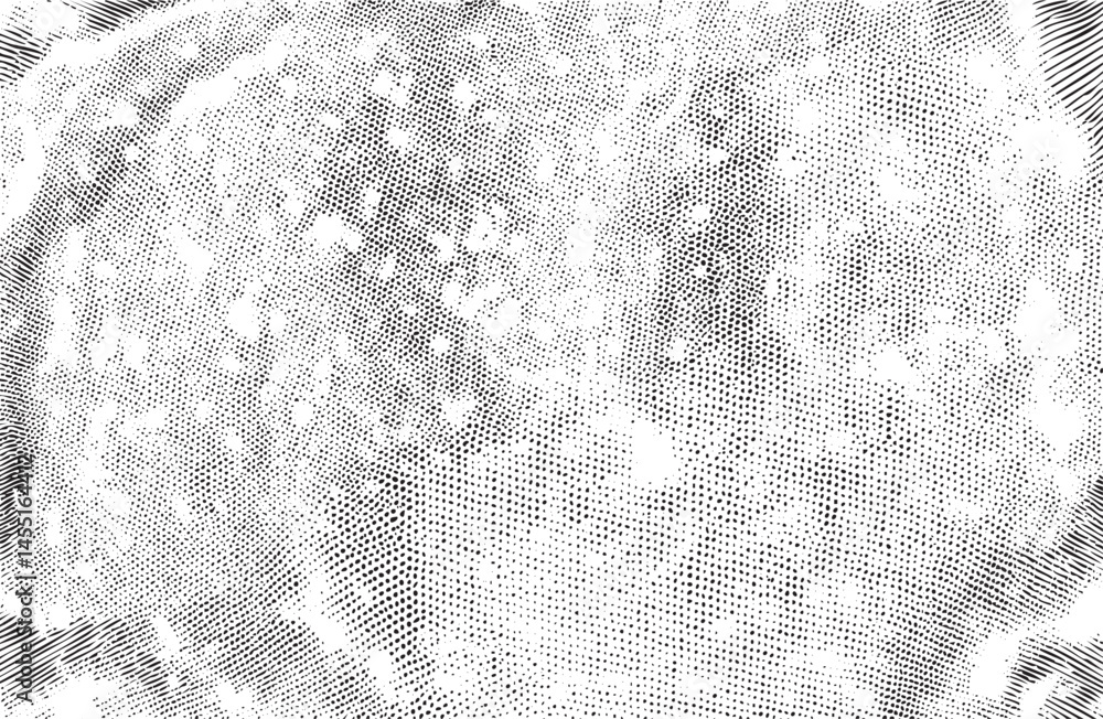 Poster a textured white of dots creates a dynamic visual surface.