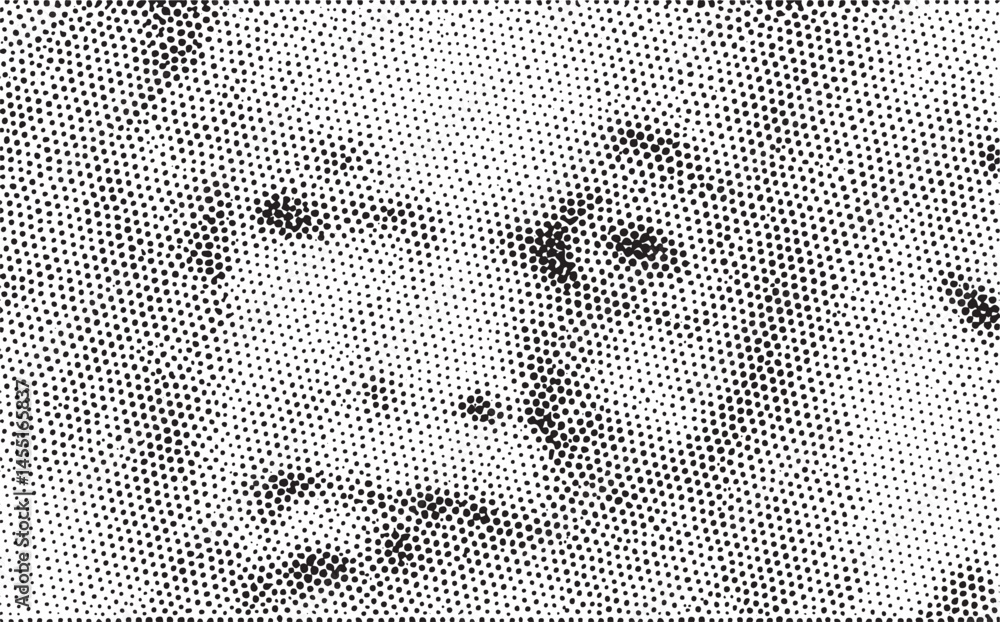 Poster a grayscale portrait of a man’s face is composed of numerous tiny overlapping dots.