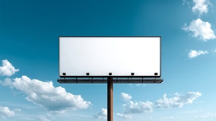 Empty billboard against blue sky with clouds outdoors