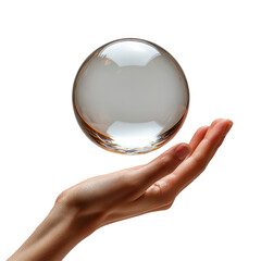 Crystal ball in hand fortune telling future prediction and magic concept on transparent background
