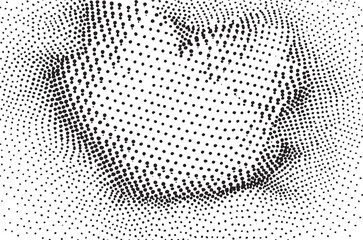 A close-up portrait reveals a human face formed by densely packed black dots.