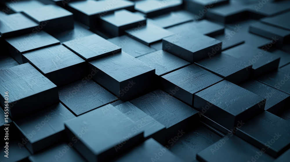Poster visual impact background showing a textured surface of dark blue squares at a side angle in a realis