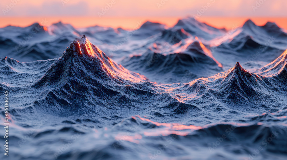 Poster a realistic 4k 3d rendered background presents visual dynamics of mountain peaks from a side angle i