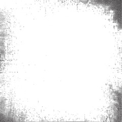 A textured white frame composed of densely packed black dots.
