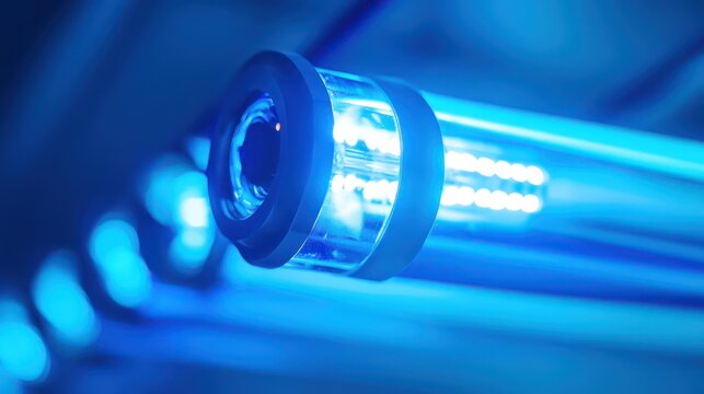 Closeup bright blue light source