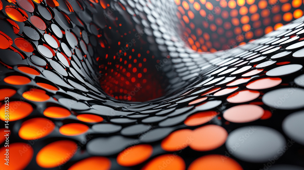Poster A realistic 4K 3D background showcases striking patterns with a side angle view and orange highlights creating a visually dynamic and captivating design element.