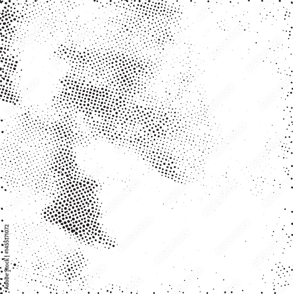 Poster a textured white background displays a dense of small overlapping dots.