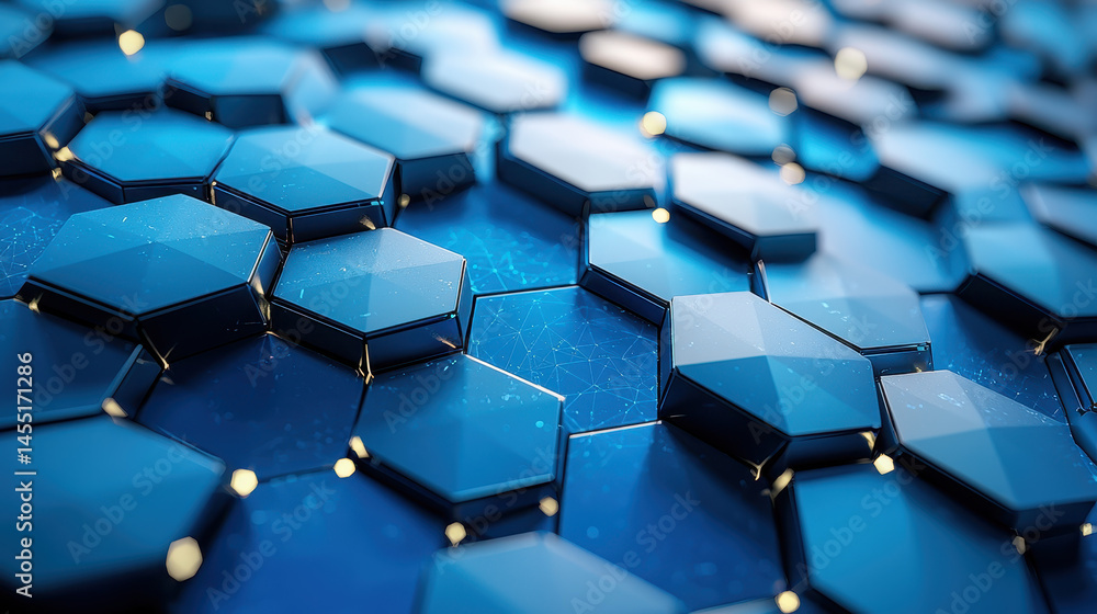 Poster realistic 4k 3d polygonal background features interconnected blue motifs with subtle side lighting, 