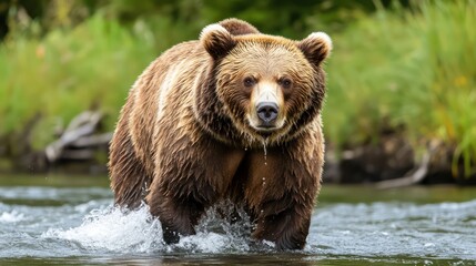Obraz premium Brown bear in stream