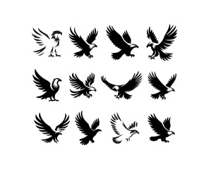 Fototapeta premium A Collection of Powerful Eagles Silhouettes Capturing Freedom and Strength 
