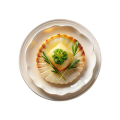 Delicious Baked Scallop with Rosemary and Parsley Garnish on Elegant Plate