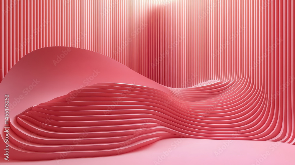 Poster a minimalist 3d background with realistic curves and shapes in 4k resolution shows a subtle side ang