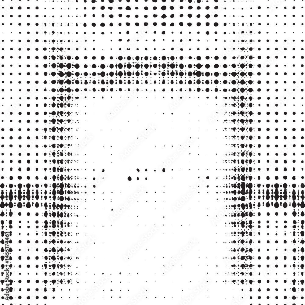 Poster a dense grid of black dots forms a rectangular frame against a white background.