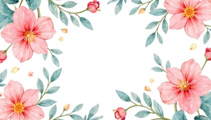 Obraz premium Delicate watercolor floral pattern, perfect for spring invitations , greeting, blossom, pink