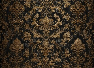 Elegant black & gold damask textile  Luxury seamless pattern, rich detail , gold, classical