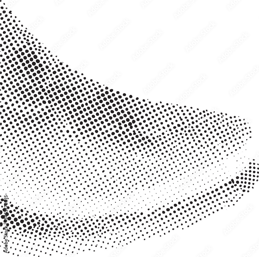 Poster a dynamic abstract of numerous small black dots creates a layered diagonal shape against a bright wh