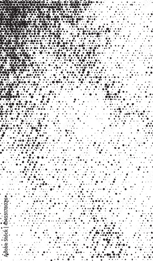 Poster a grayscale abstract texture displays a dense of overlapping dots and circles.