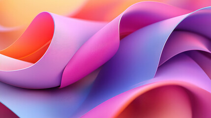 A vibrant and abstract 3D background with flowing, ribbon-like shapes creates a realistic 4K side composition perfect for creative and eye catching designs.