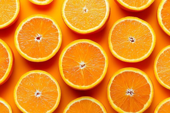 Vibrant orange slices pattern on bright background