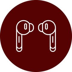 Ear Buds Vector Line Brown Circle Icon Design