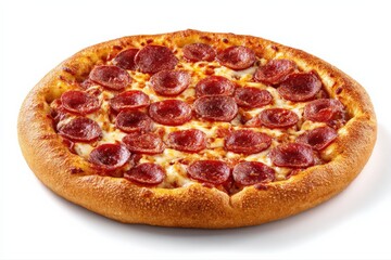 A delicious pepperoni pizza, perfect for a casual meal. The warm colors and melted cheese make it irresistible!