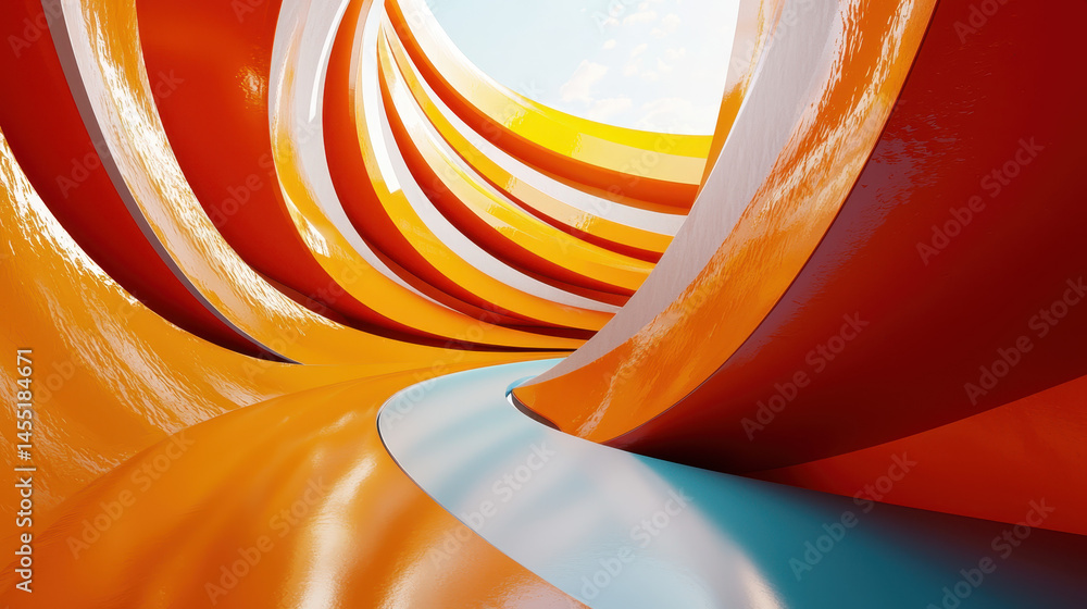 Poster a vibrant 3d abstract background showcases realistic forms and dynamic side angles in striking orang