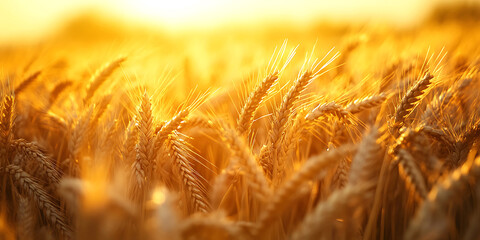 Golden Wheat Field Sunset: Nature Background Image