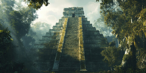Jungle Temple Mysterious Ancient Ruins in Lush Rainforest