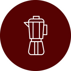 Moka Pot Vector Line Brown Circle Icon Design