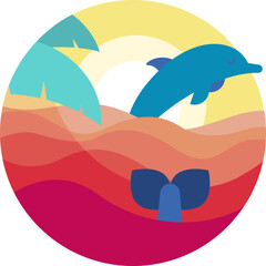 dolphin illustration on a white background     