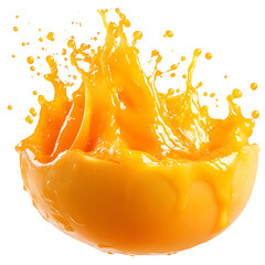 Yellow Liquid Mango Splash Isolated on Transparent Background
