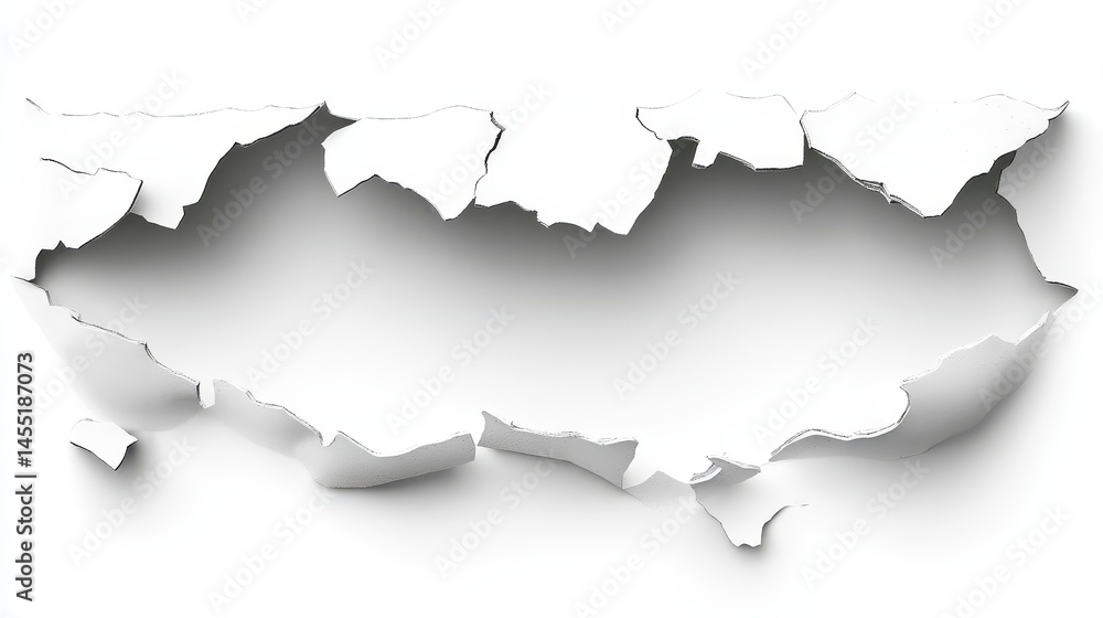 Poster torn white paper with jagged edges in abstract design